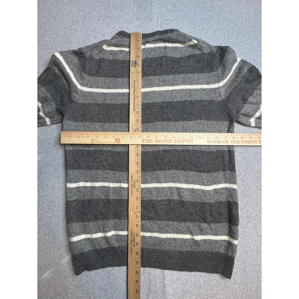 Aeropostale Sweater Mens XL Striped Grey Charcoal Wool Blend A87 Crewneck